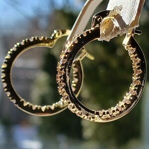Beautiful 18K Gold Filled Inside Outside CZ Hoops